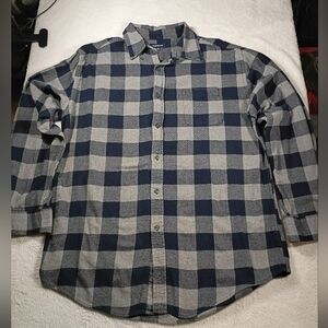 Croft & Barrow Blue Gray Plaid Flannel Button Down Shirt Men’s Large